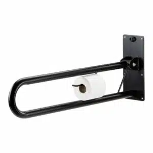 Toiletbeugel opklapbaar 76 cm met toiletrolhouder - Mat zwart